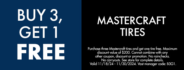 Buy 3 Get 1 Free Mastercraft Tires